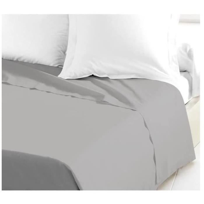 LOVELY HOME Lenzuolo Piano 100% Cotone 180x290 cm - Singolo - Grigio Chiaro
