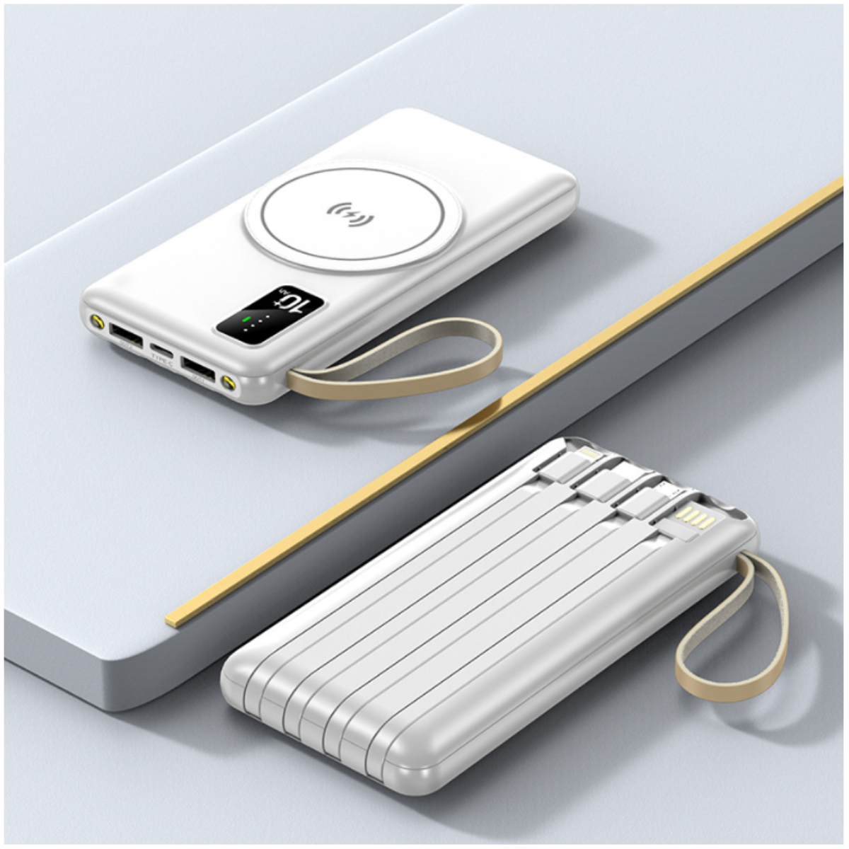 Powerbank Smartek 10.000 mAh mit 4 Lade- und Ladekabeln