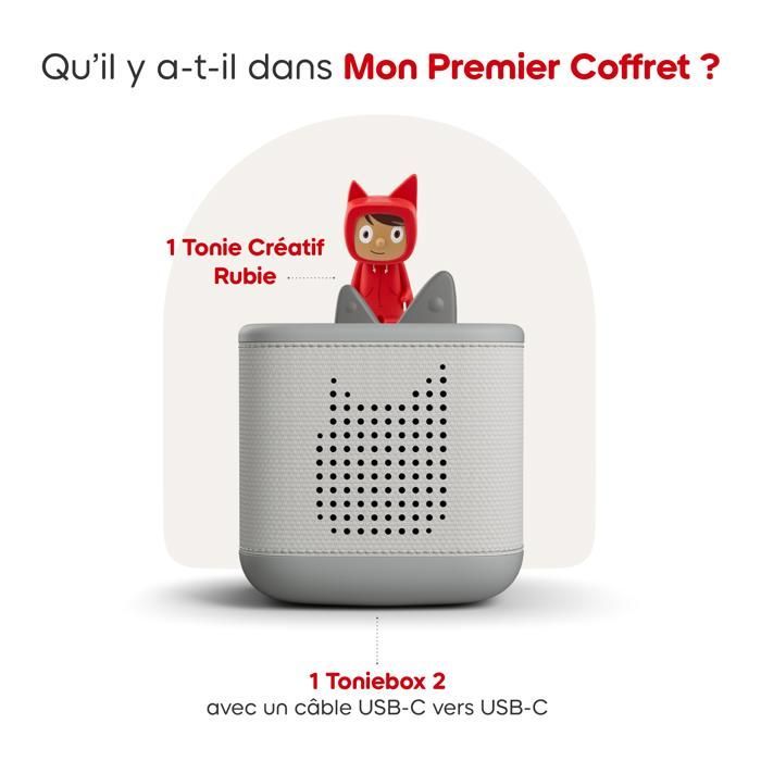 Coffret Toniebox 2 - TONIES® - Gris Lune - Audio pour Enfants 1-9 Ans - Facile à Utiliser - Sans Écran