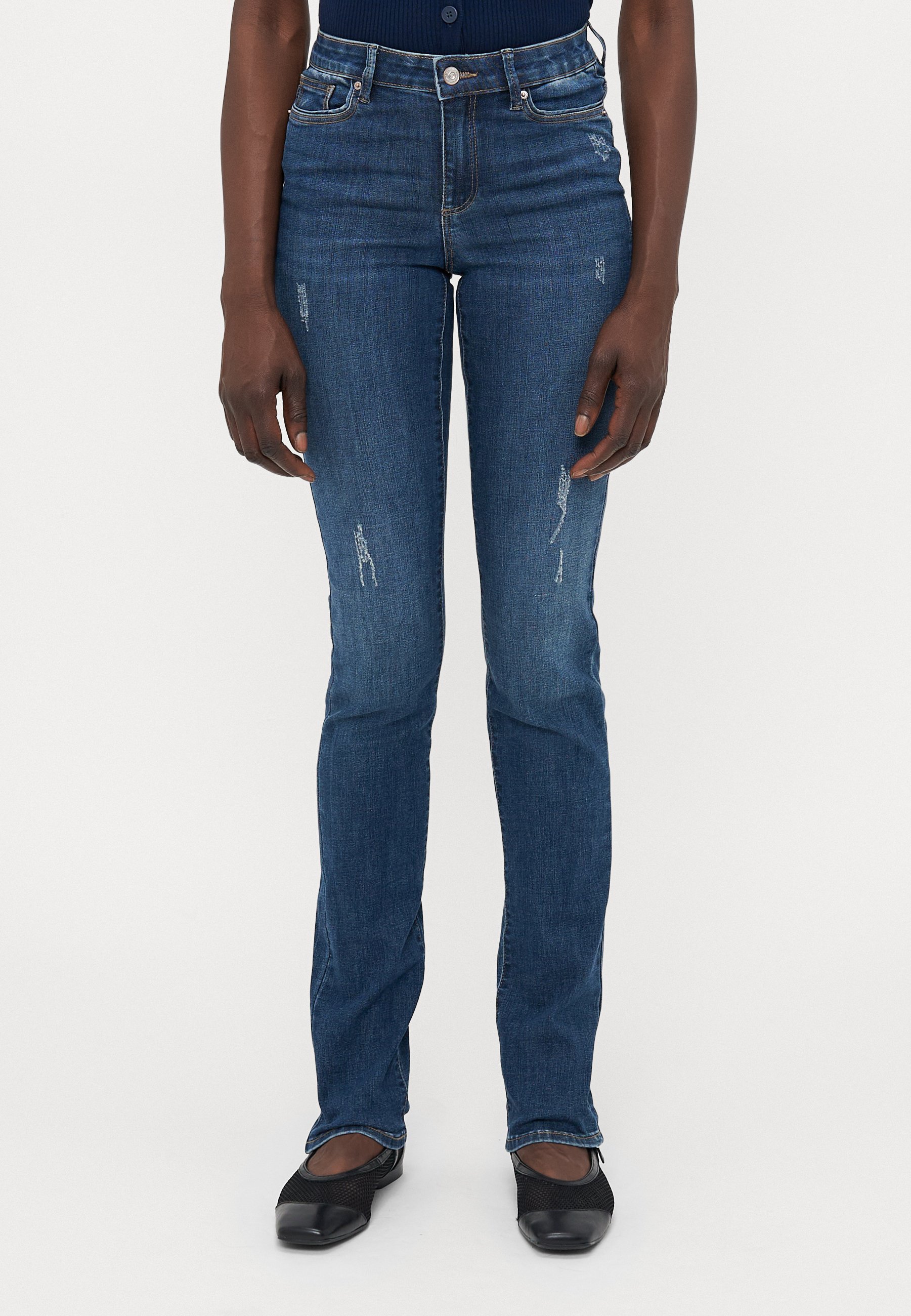 ONLY Tall ONLWAUW MID WAIST - Slim fit džinsi - tumši zils džinsa audums