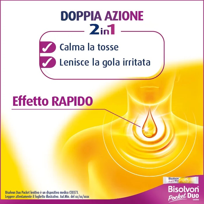 BISOLVON Bisolvon Duo Pocket Médicament apaisant pour la toux et les maux de gorge 14 sachets