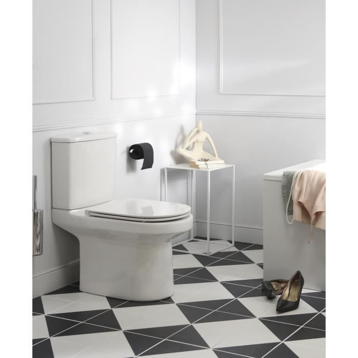 Pack WC au sol sans bride Elite 3/6L, abattant extraplat fermeture douce, Blanc
