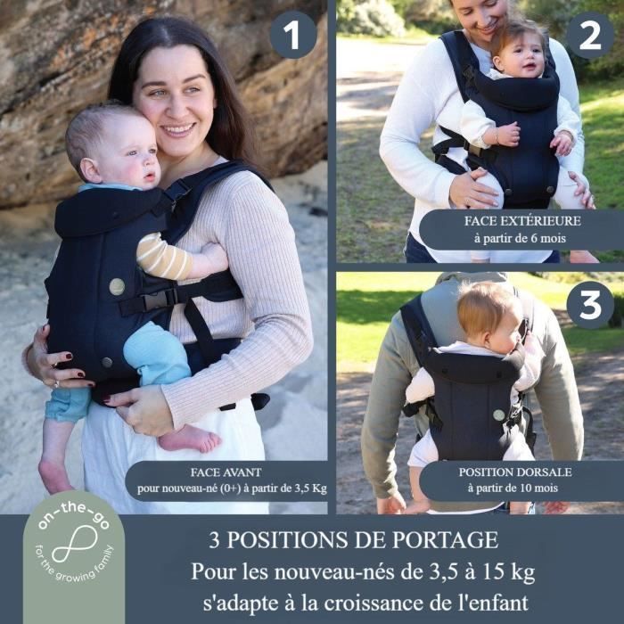Marsupio regolabile 3 in 1 - DREAMBABY - JOURNEY - Comodo e versatile - Dalla nascita fino a 15 kg - Nero