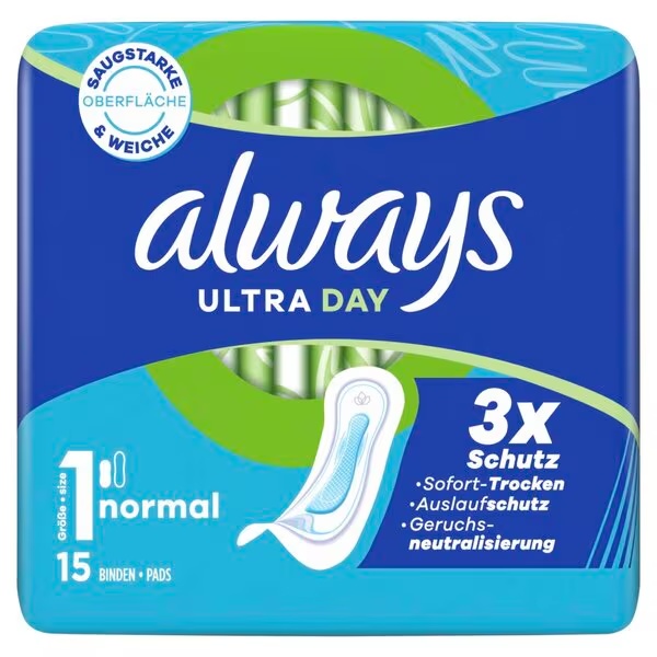Always Ultra Day Normal higienski vložki, velikost 1, 15 kosov