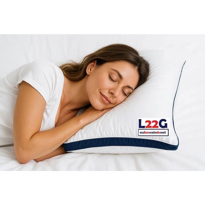 Set of 2 gusseted pillows 50x70 cm - Premium Navy Blue, cervical support, breathable
