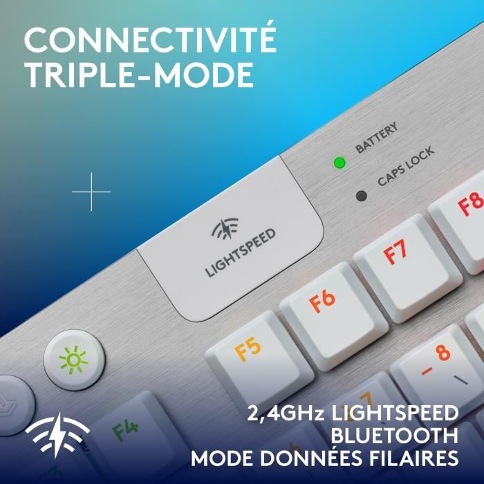 Gamingtoetsenbord - Draadloos - Logitech G - G915 TKL X - AZERTY - Tactiele schakelaars - Wit
