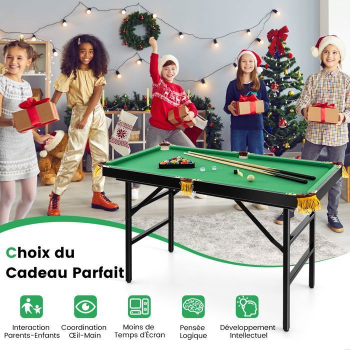 Tavolo da biliardo pieghevole DREAMADE da 122 cm con accessori, mini gioco da tavolo portatile per bambini e adulti con stecche, verde