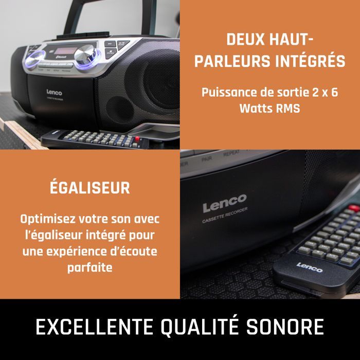 Lenco SCD-720SI - Radio portatile DAB+/FM con Bluetooth®, lettore CD, lettore di cassette e USB - Argento