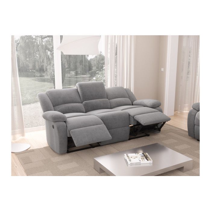LEO 3-Sitzer-Elektrosofa mit Relaxfunktion in Mikrofaser - L193 x 93 x 96 cm - LOUNGITUDE