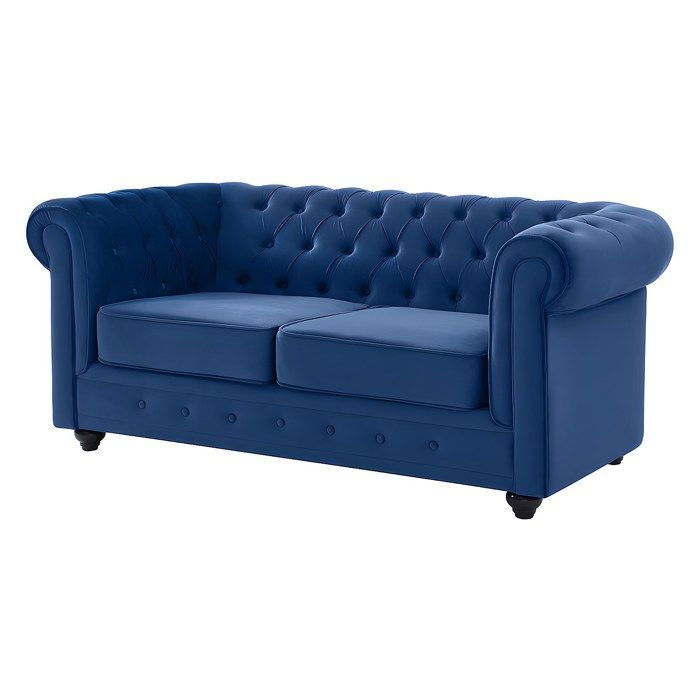 Divano a 3 posti, divano a 2 posti e poltrona CHESTERFIELD - velluto blu royal