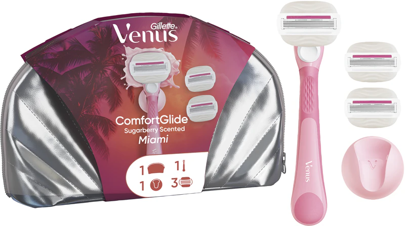 Kit de presente Gillette Venus Comfortglide Sugarberry Miami para mulheres