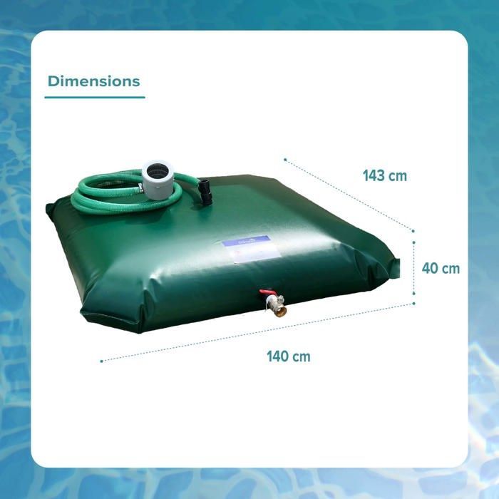 Flexible Water Tank - EDENEA - Complete Ready-to-Install Kit - 200 Liters - Multi-Purpose Gardening DIY