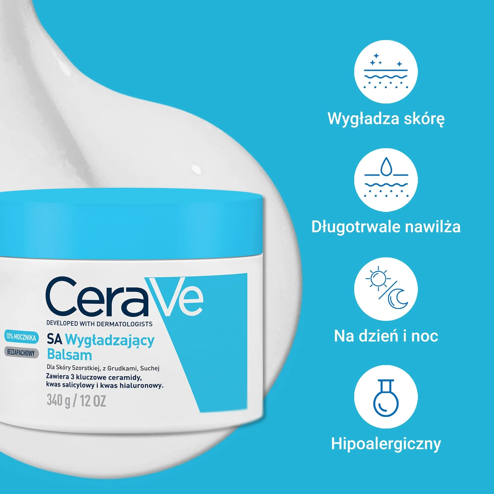 CeraVe Wygładzający balsam do skóry szorstkiej, z grudkami, suchej