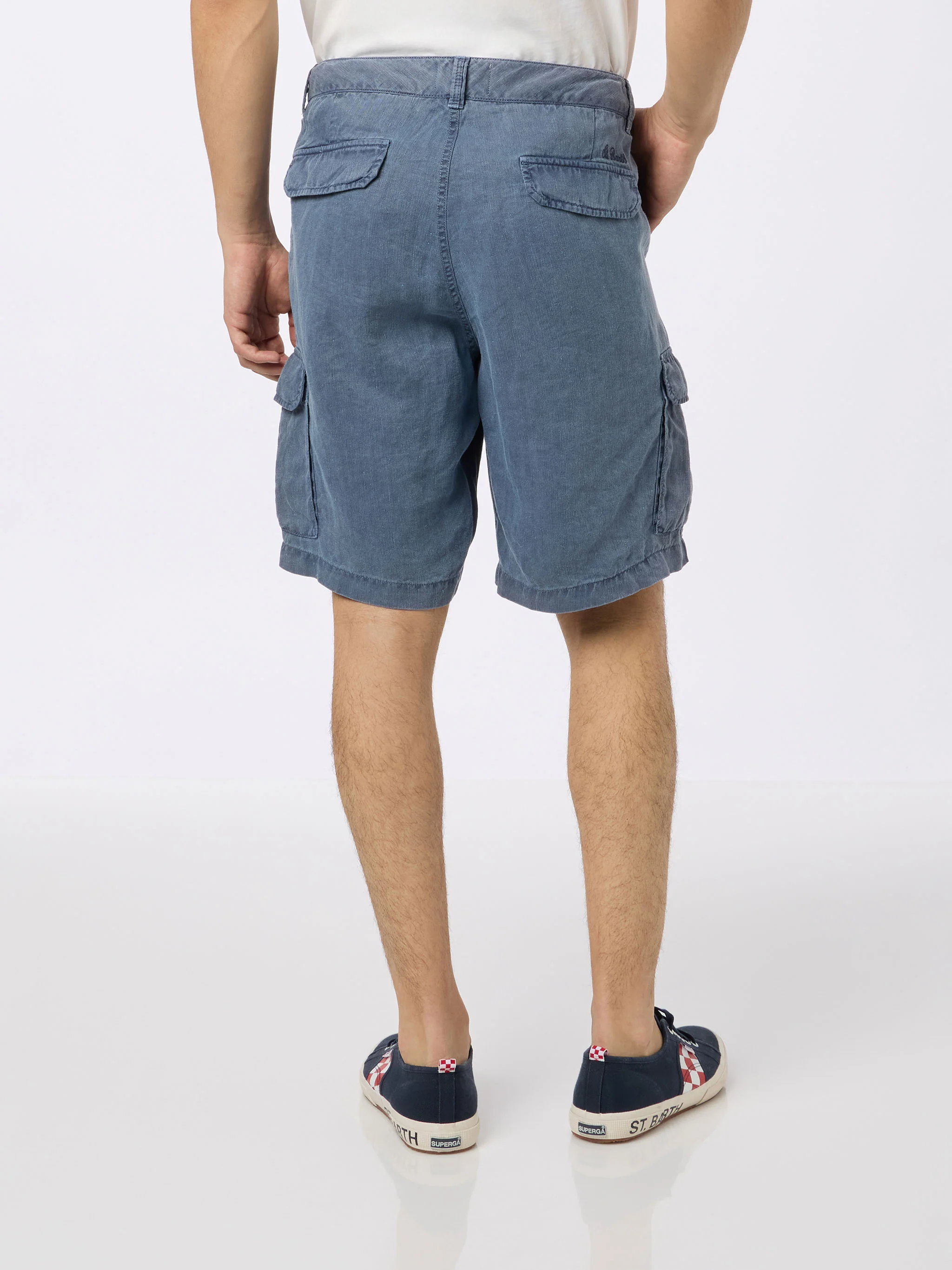 Herenbermudashorts van marineblauw linnen (Rodi)