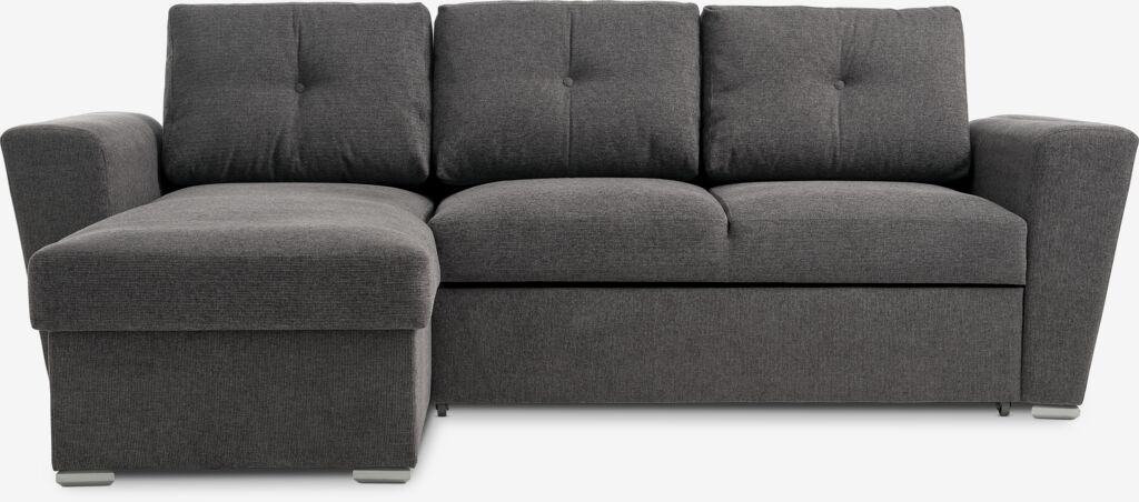VEJLBY Sofa na razvlačenje s ležaljkom VEJLBY tamno siva tkanina
