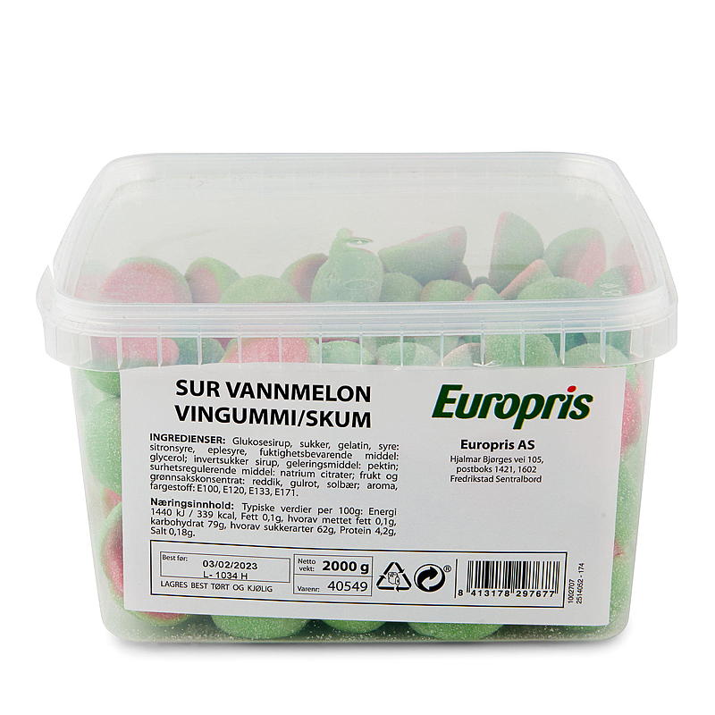 KnallGoodt Sour Watermelon 2 kg Vingummi/skum, Vidal