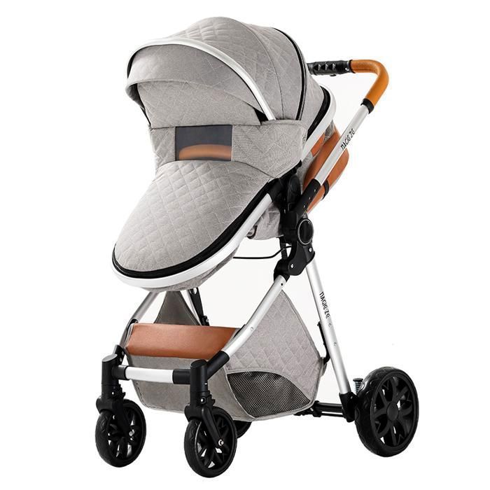 Magic ZC Kinderwagen, 3-in-1 Reisesystem, Kinderwagen mit Handtasche, bis 15 kg, 0–3 Jahre, Fünfpunktgurt, Hellgrau