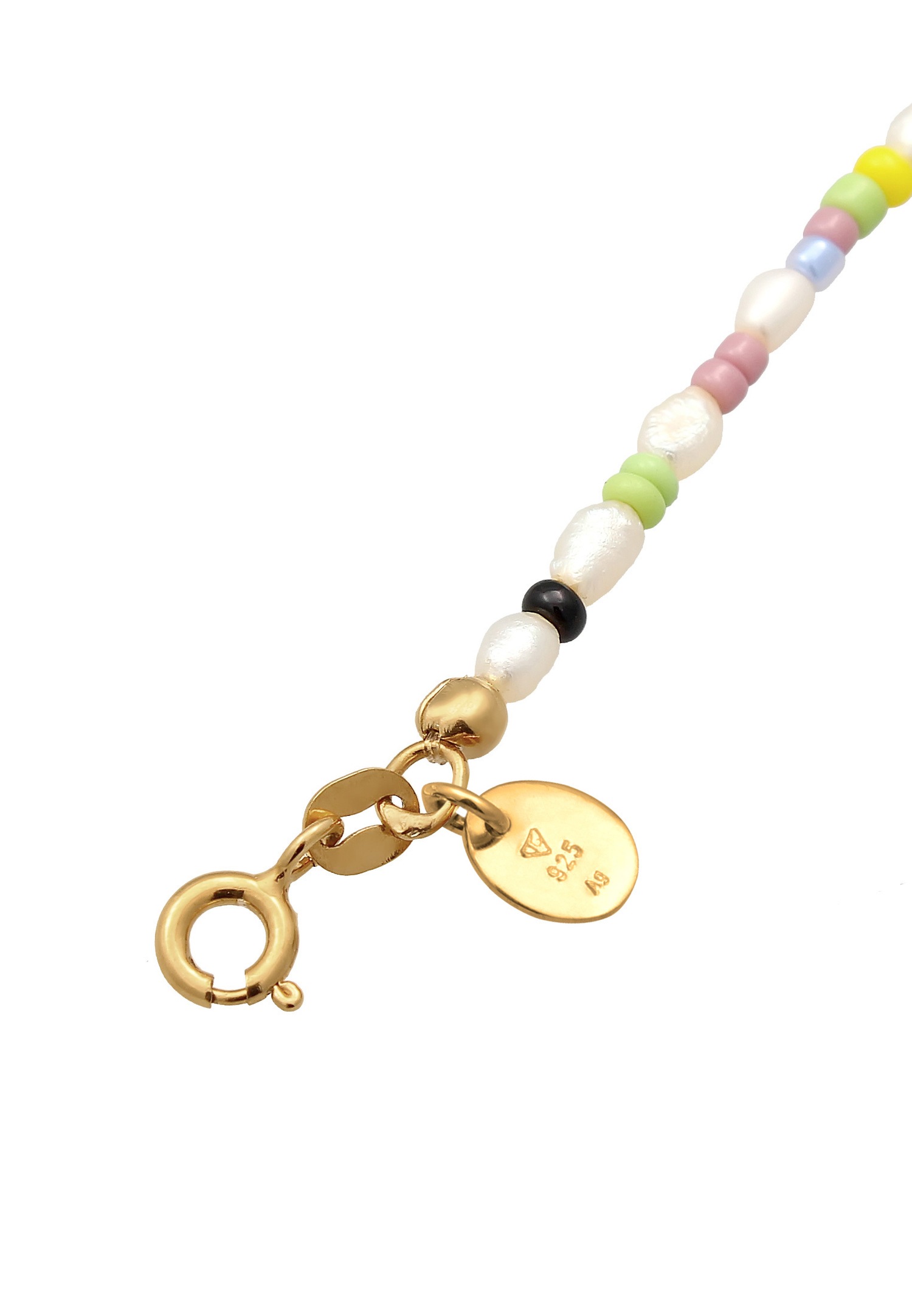 Elli PREMIUM de cheville pour Femmes Yin & Yang Cœur avec Smiling face avec Perles de Culture d'Eau Douce en argent sterling 925 plaqué or