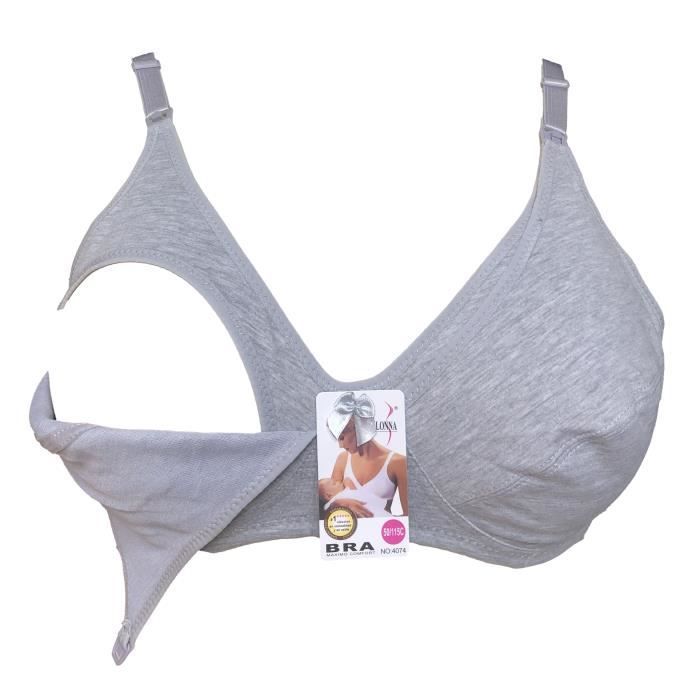 Soutien gorge allaitement 90C gris sans armatures non rembourré lingerie femme