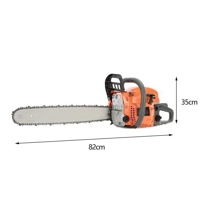Professional petrol chainsaw - 58cc 20 inches - 2kW/8500rpm - 89cm x 25cm x 28cm - High power