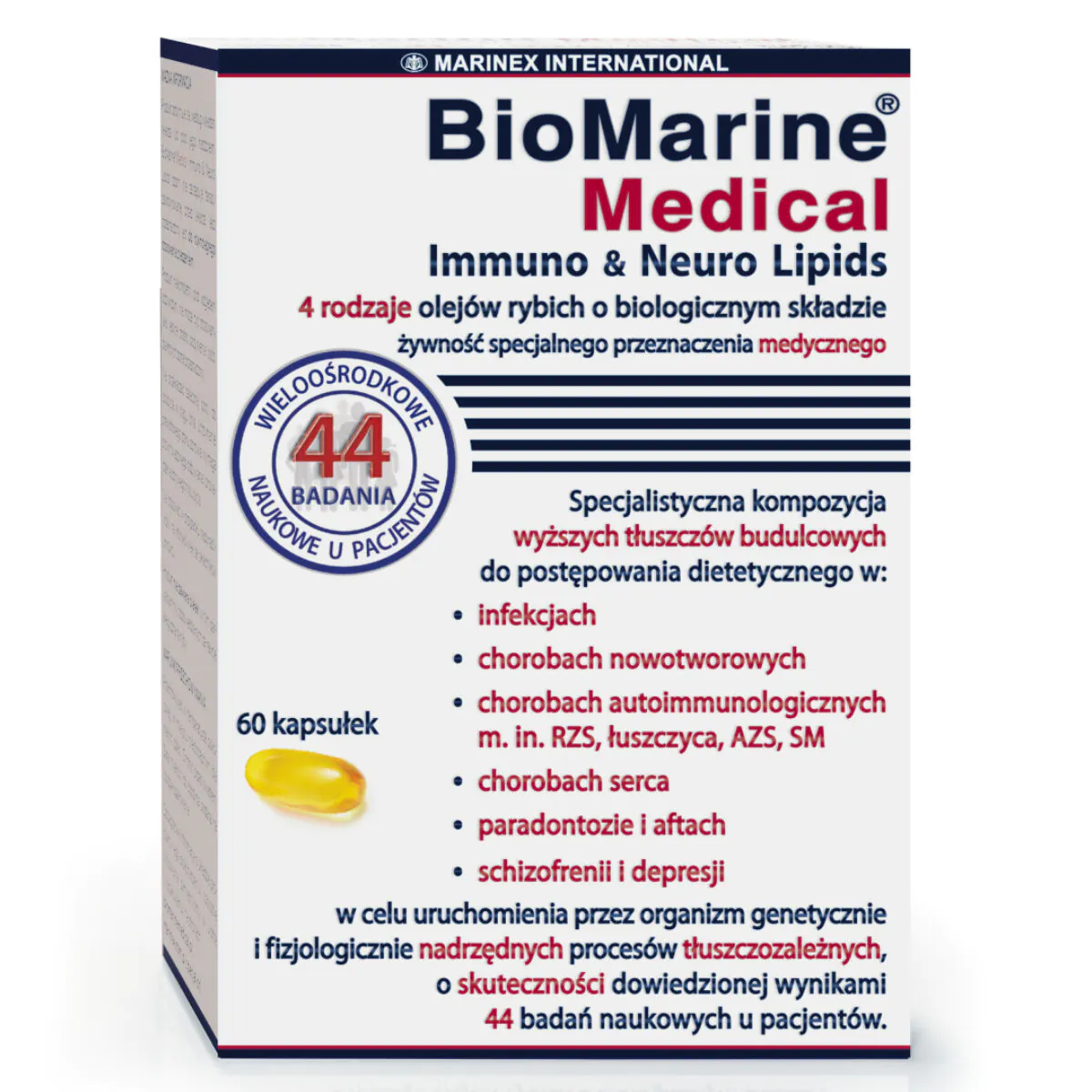 Biomarine Medical Immuno & Neuro Lipids 4 Rodzaje olejów rybich o biologicznym składzie Kapsułki