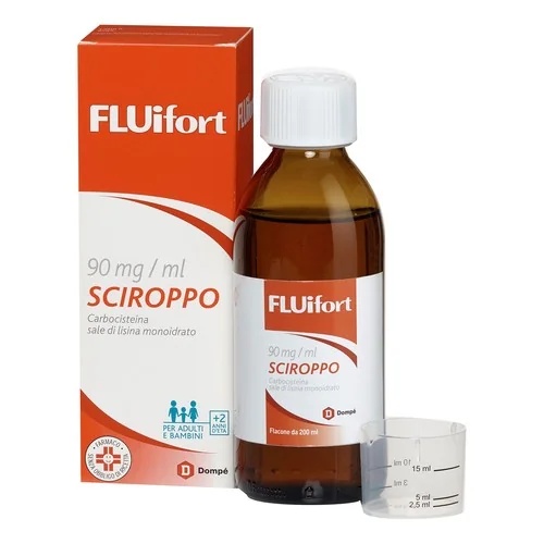 FLUIFORT Fluifort xarope mucolítico com carbocisteína 9% 200 ml com copo medidor