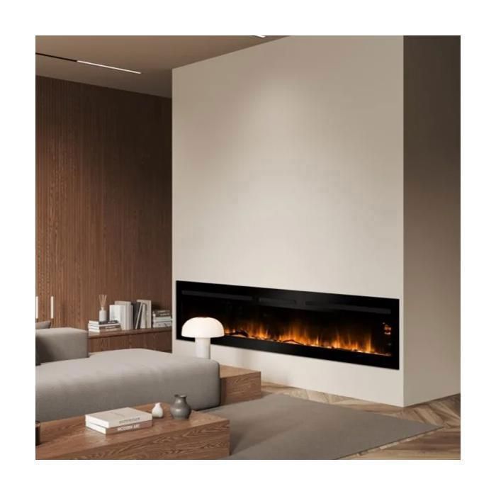 CHEMIN'ARTE - Cheminée électrique Encastrable Elysée 5XL 180 cm Effet Flammes LED, Chauffage programmable, Télécommande