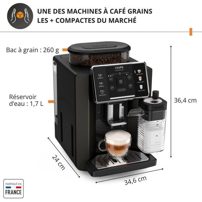 Macchina da caffè automatica KRUPS Sensation Lait M50 ricondizionata, con 3 ricette per il caffè e 3 ricette a base di latte, colore nero, codice EA912910-RA.