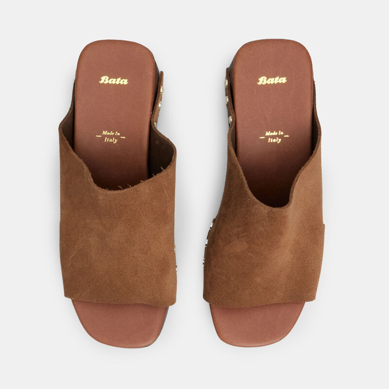 Ženske papuče od brušene kože s potpeticom od 6 cm i BATA platformom