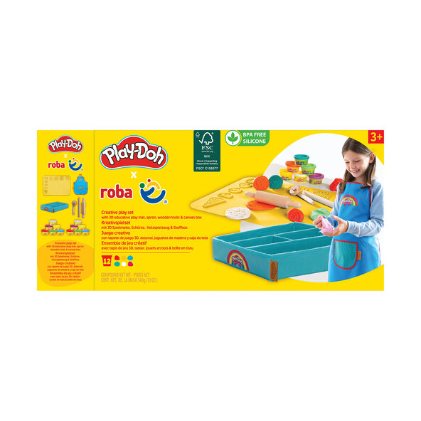 Aloitussetti, roba x Play-Doh leikkimiseen ja muovailuun, sisältää 12 purkkia muovailuvahaa
