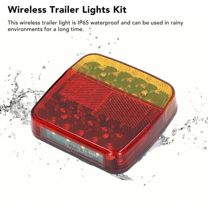 Paquete de 2 luces traseras LED inalámbricas WiFi para remolque, coche, camión, tractor.