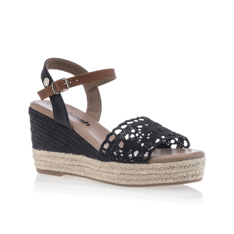 Zwarte espadrilles voor dames met touwzolen