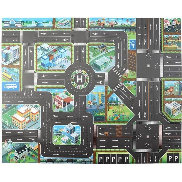 Play Mat - Children's Car Track Mat for Bedroom, Washable, Non-Slip - 130*100cm - English Version