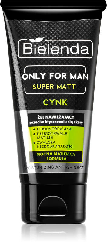 Gel hidratante Bielenda Only for Men Super Mat contra brilho e poros dilatados.
