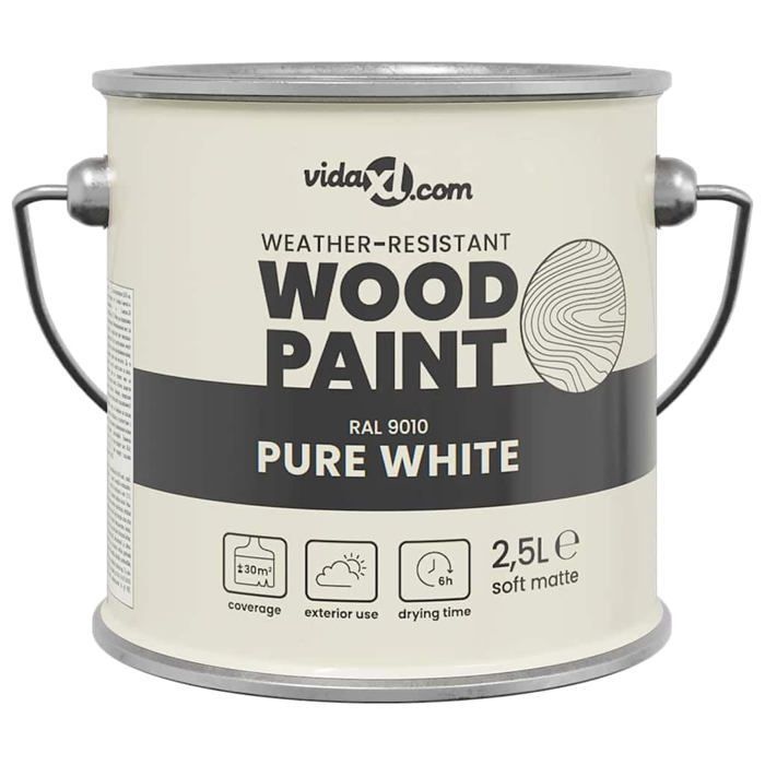 Exterior wood paint - vidaXL - White - 16.5 x 16.5 x 16 cm - Quick drying - Low odor - Water resistant