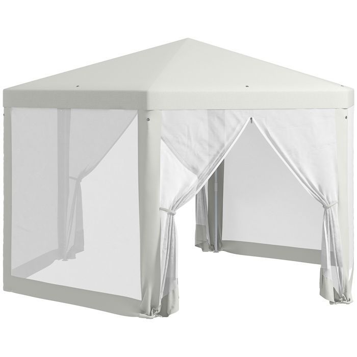 Tuinpaviljoen - Outsunny - zeshoekige partytent 10 m² gezellige stijl - metaal - crème
