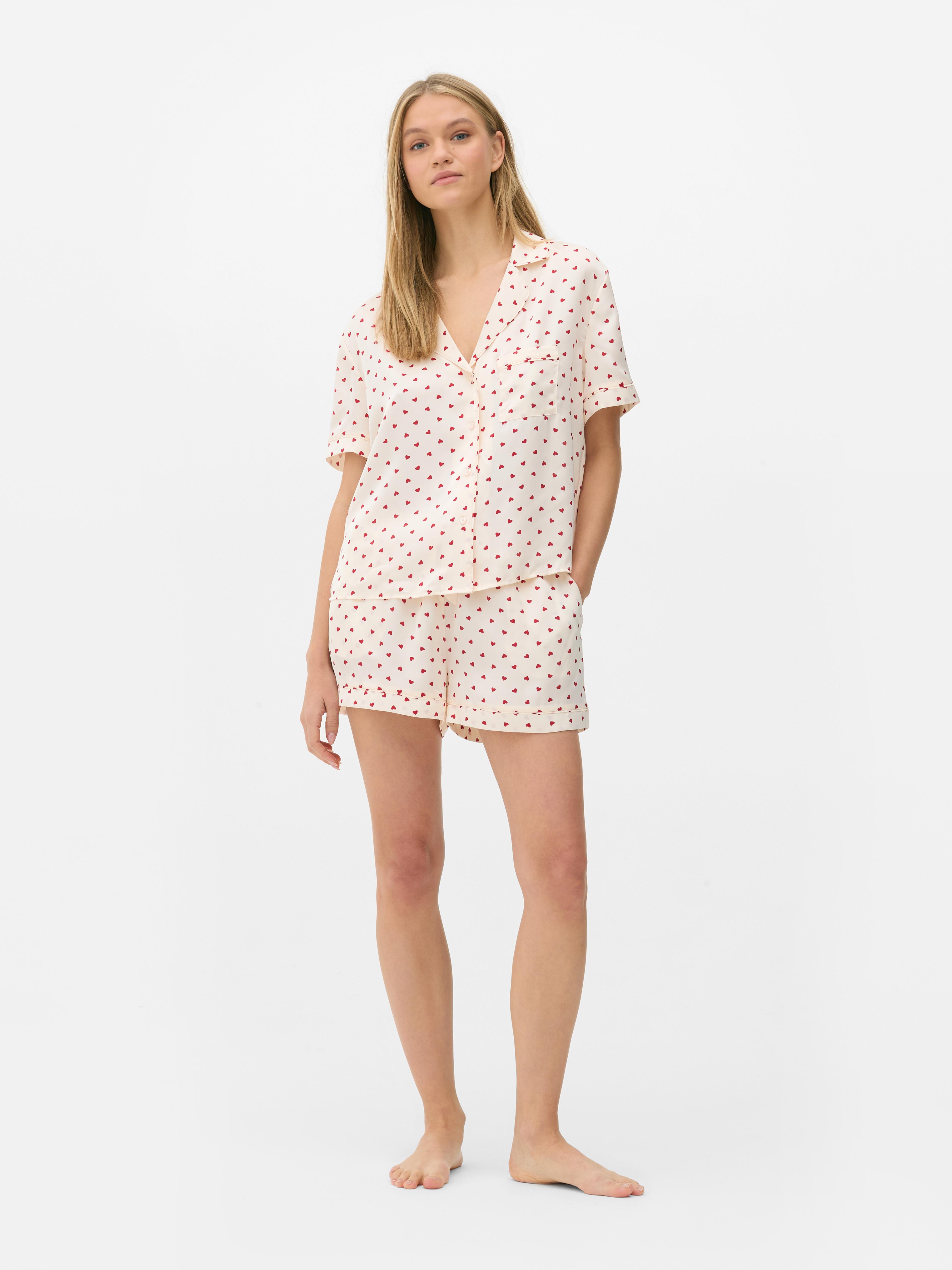 Satin pajamas with shirt and shorts Classic satin pajama shirt with short sleeves and matching shorts