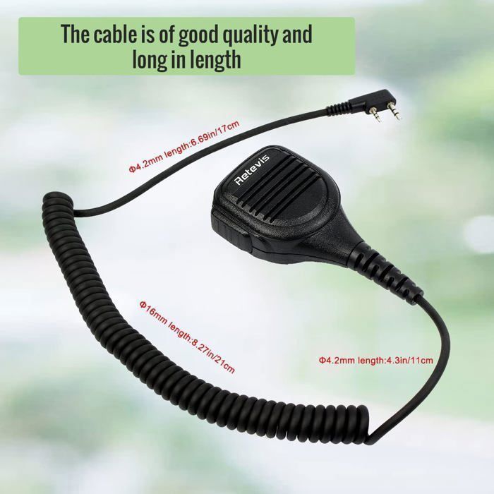 Altavoz con micrófono Retevis de 2 pines para walkie-talkie, compatible con Baofeng UV-5R UV-82 BF-888S BF-88E RT5R RT86 TYT Kenwood y altavoces para caza.