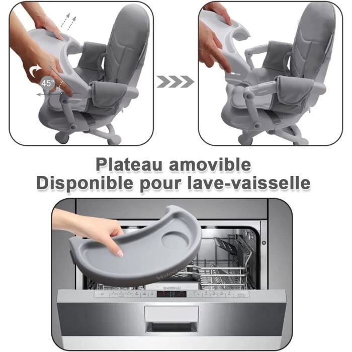 Cadeira elevatória dobrável para crianças, cadeira portátil para bebês, cadeira de refeição para bebês com altura ajustável, bandeja removível, de 6 meses a 3 anos.