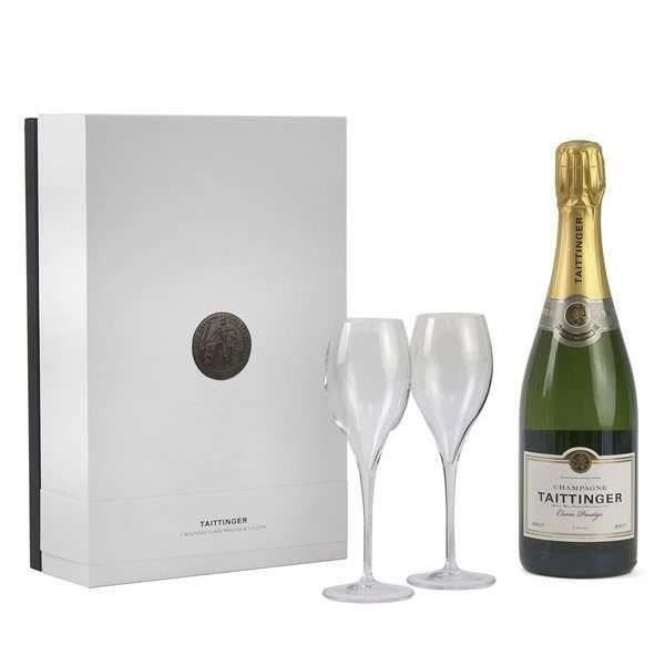 Set de regalo de champán Taittinger Brut Prestige - Botella 75cl + 2 copas