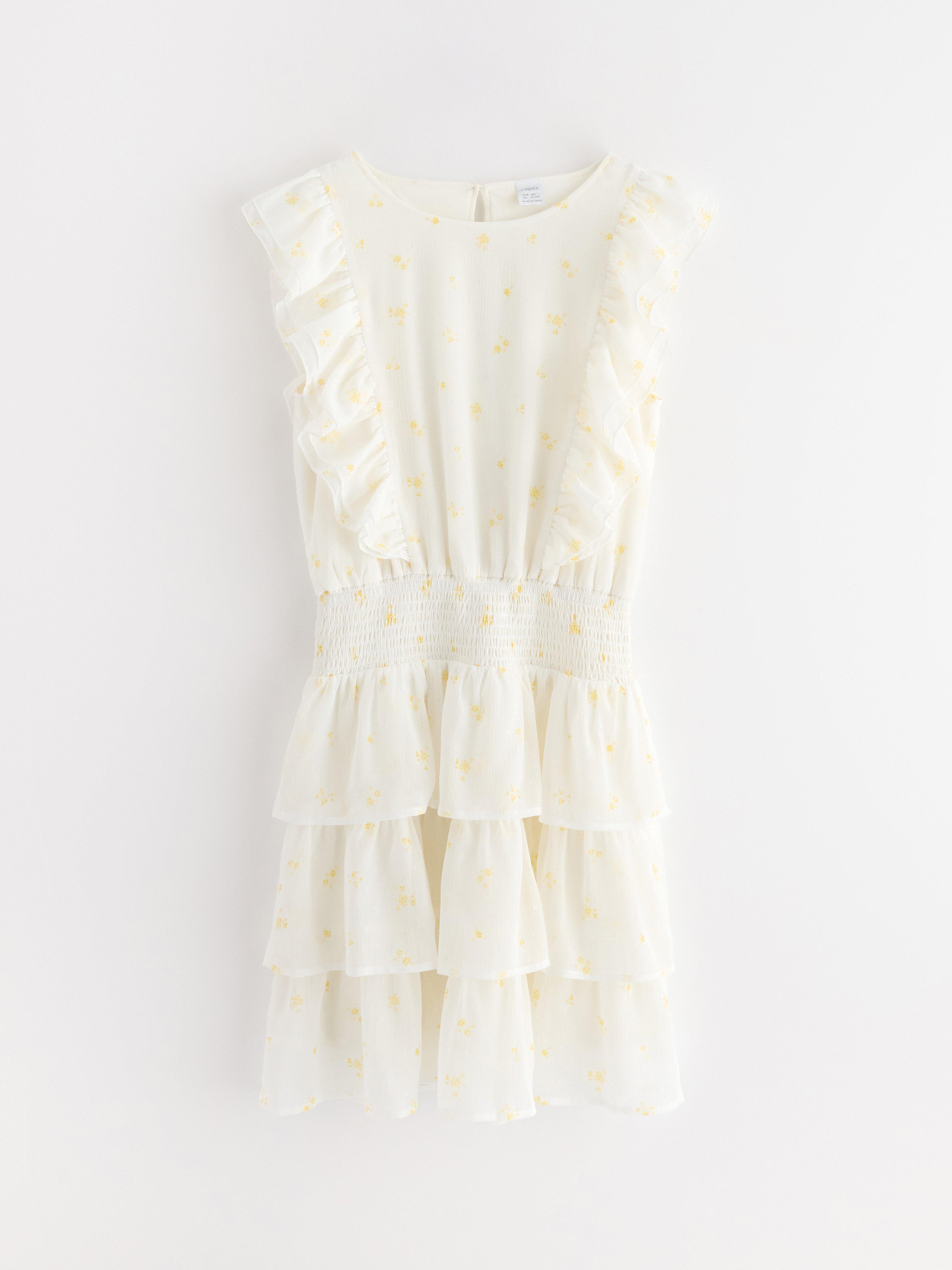 Kjole med rysjer Off White