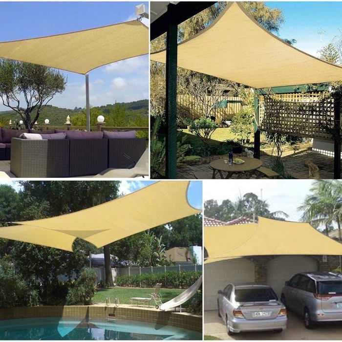 Vela de sombra rectangular de 3x4 m con protección UV para patio, jardín, terraza, exteriores y balcón.