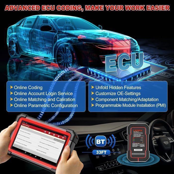 Herramienta de diagnóstico automotriz LAUNCH CRP919X BT, herramienta de diagnóstico OBD2 bidireccional (francés), más de 31 funciones de reinicio, codificación de ECU.