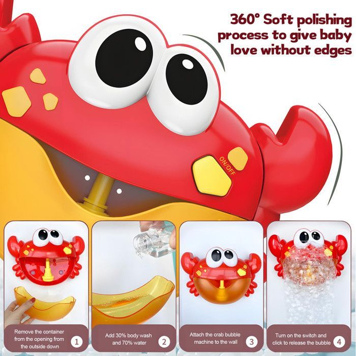 Juguete de baño para bebés - Máquina de burbujas con forma de cangrejo y música - A partir de 18 meses - Regalo para recién nacidos