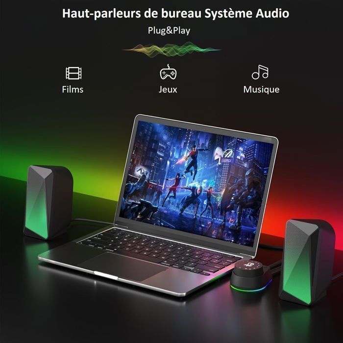 SOULION C30 pc-luidsprekers, Bluetooth-luidspreker voor monitor, laptop, gaming, 3,5 mm aux-ingang, USB-voeding