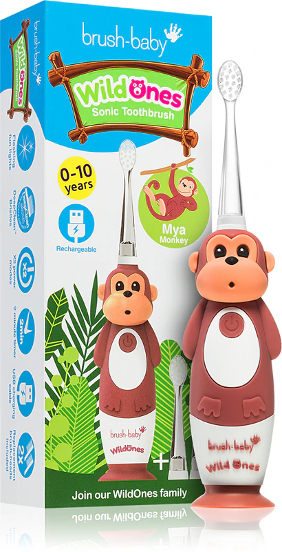 Brush Baby WildOnes WildOne Elektrische Zahnbürste + 2 Ersatzköpfe