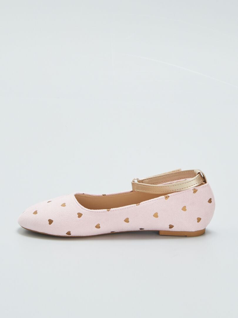 Gouden ballerina's met hartjespatroon - ROZE