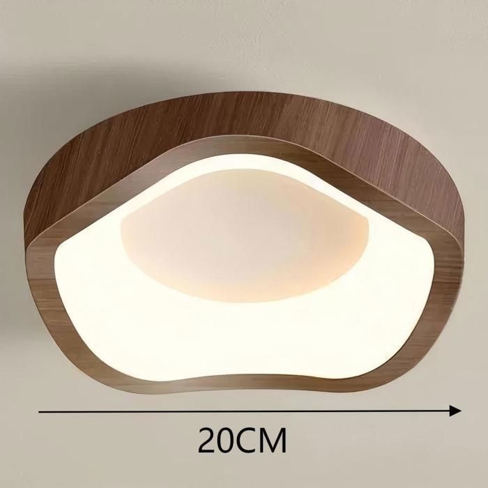 Lámpara de techo LED de estilo moderno Fusion - 12 W, luz blanca cálida, IP54, resistente al agua, para baño - 1 unidad, nogal, Ø20 cm