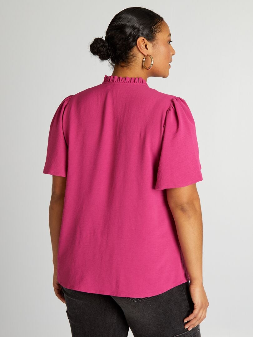 Blusa suave con volantes - ROSA