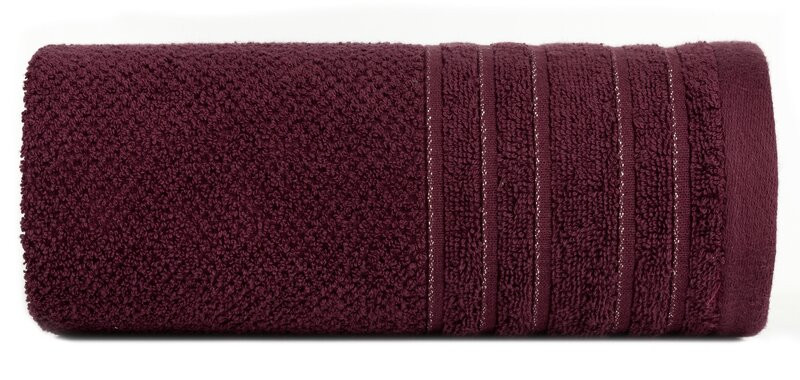 Ręcznik Glory 30x50 bordowy z bordiurą i błyszczącą nicią 500g/m2